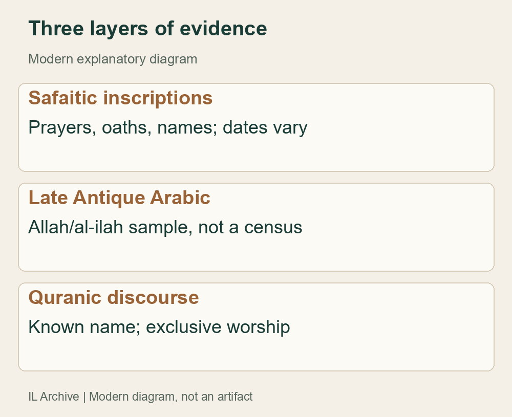 Modern explanatory diagram, not inevitable stages or object dates. “Roughly two thousand years” concerns MH09; the 40-plus sample concerns the 2026 report. Neither describes all Arabs