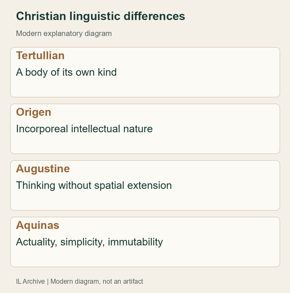 Positions in specific texts, not a consensus of early or later Christianity; no portraits depicted
