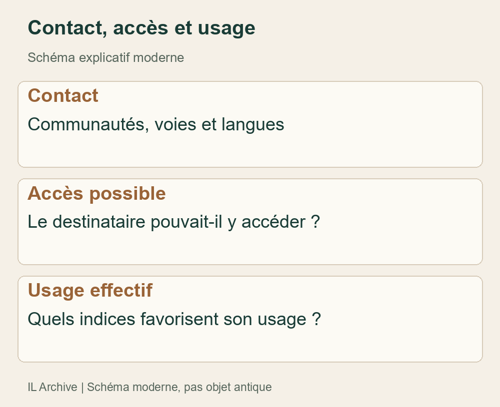 Affirmations distinctes : le contact seul ne prouve ni lecture ni transfert narratif
