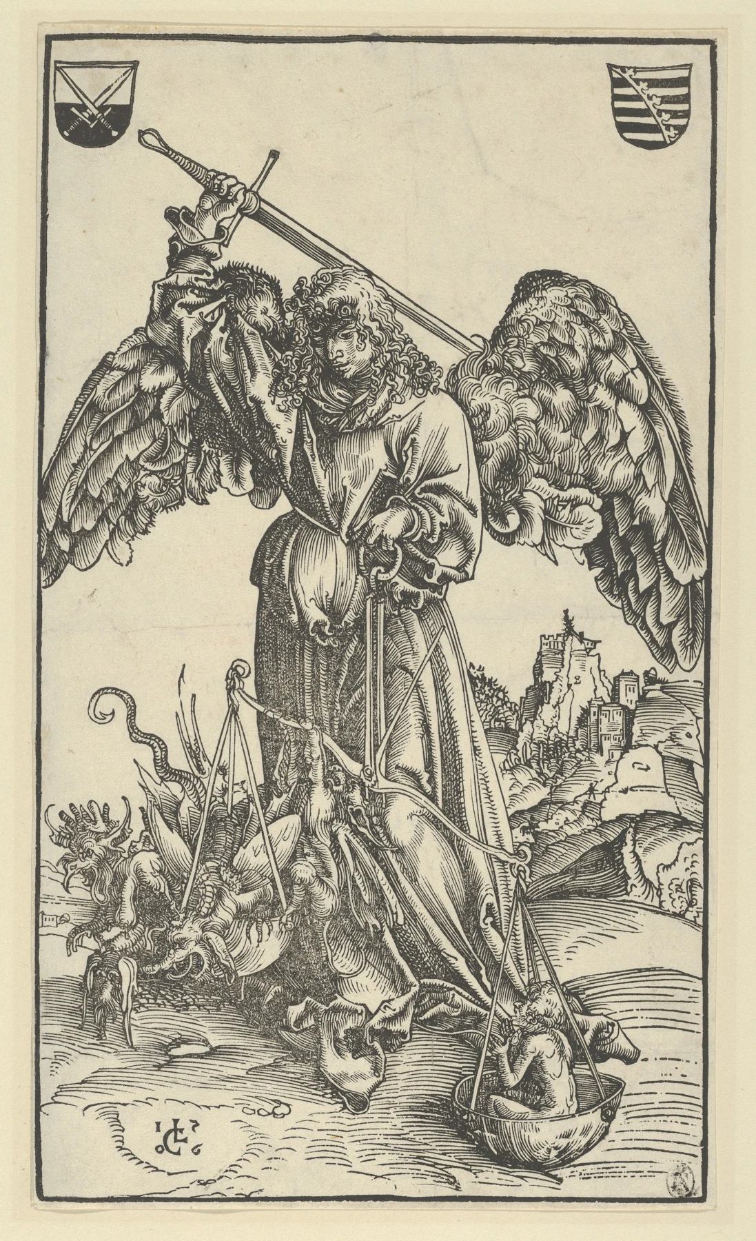 Lucas Cranach the Elder, Michael weighing a soul, 1506, woodcut. Metropolitan Museum, 27.54.22; public domain. Later Christian depiction, not an original Testament of Abraham illustration