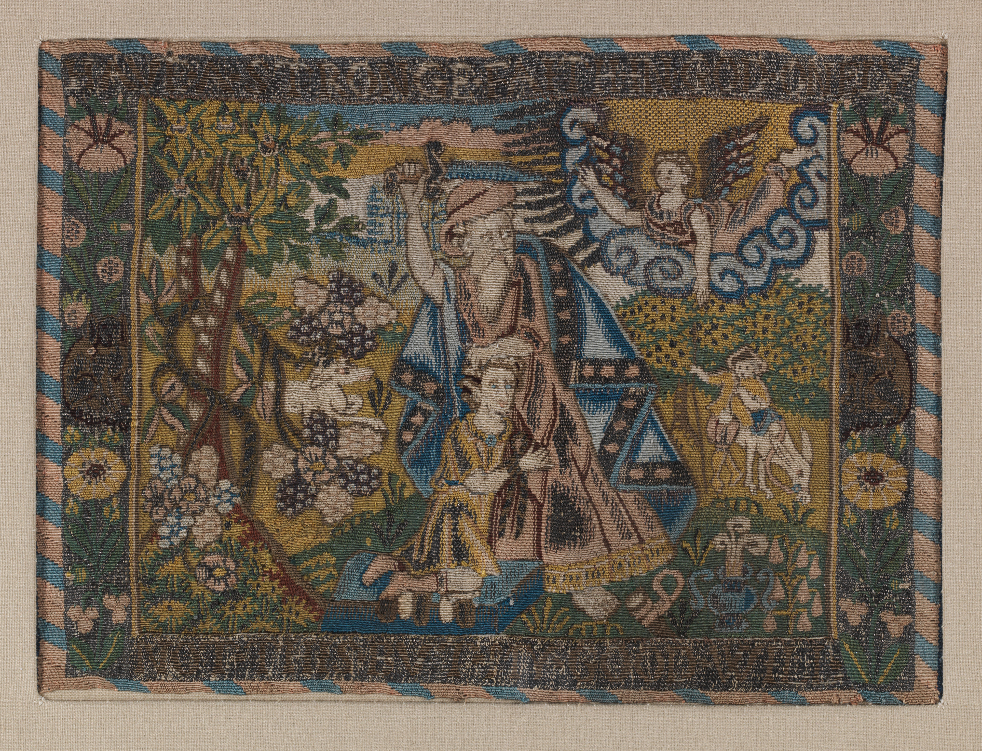 The Sacrifice of Isaac, tapestry attributed to a workshop funded by William Sheldon, probably 1561–1613. Later depiction, not an artifact of the event.