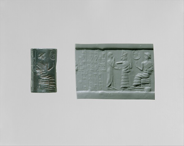 Cylinder seal and its modern impression, owned by Ilum-bani, ca. 2028–2004 BCE; The Met, 1988.380.2. An example of a personal name with a divine element, not a verified depiction of El