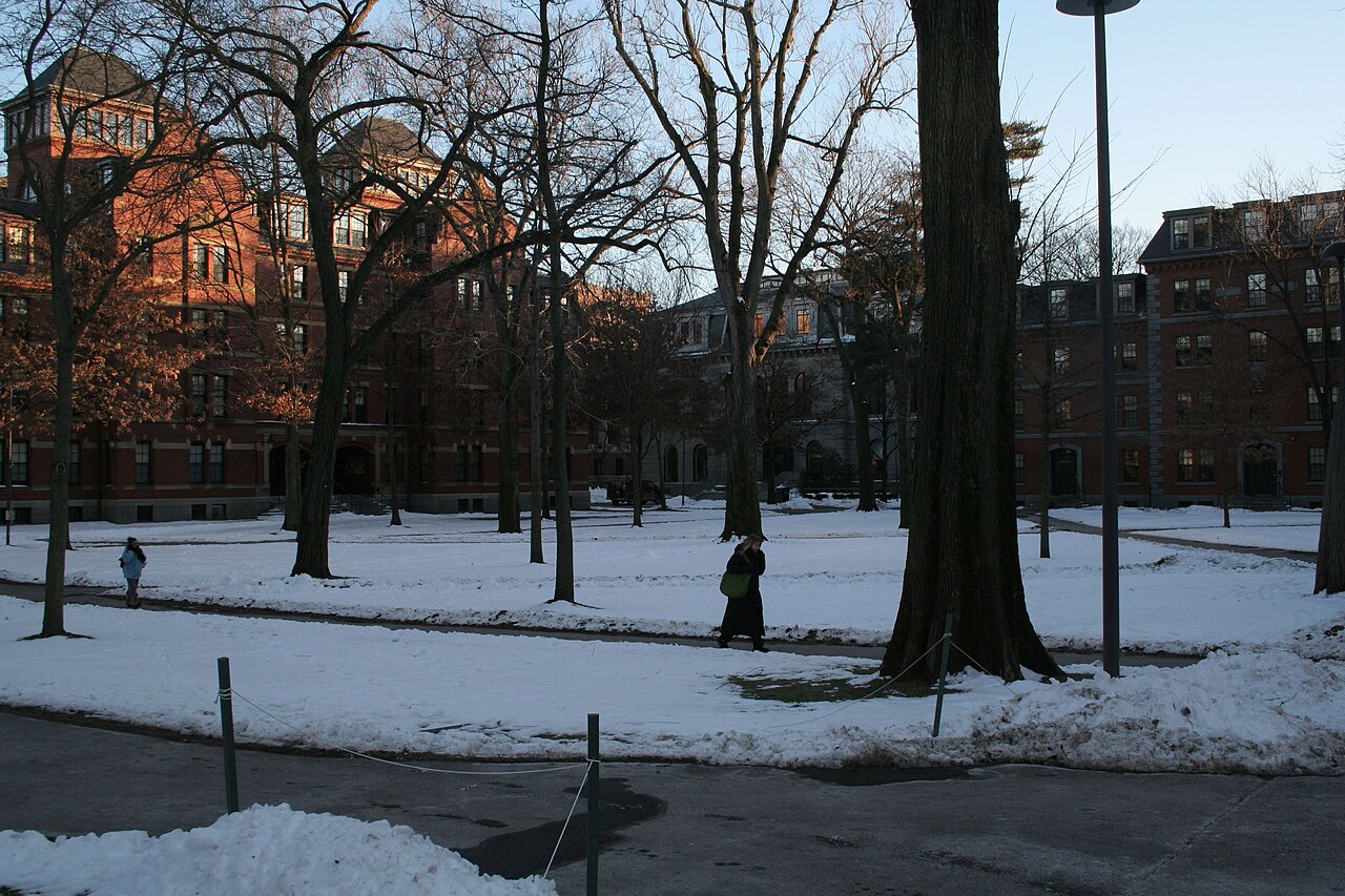 Harvard Yard in winter, 7 January 2010. Calvert Watkins worked at Harvard until his retirement in 2003; the photograph shows the campus after that date