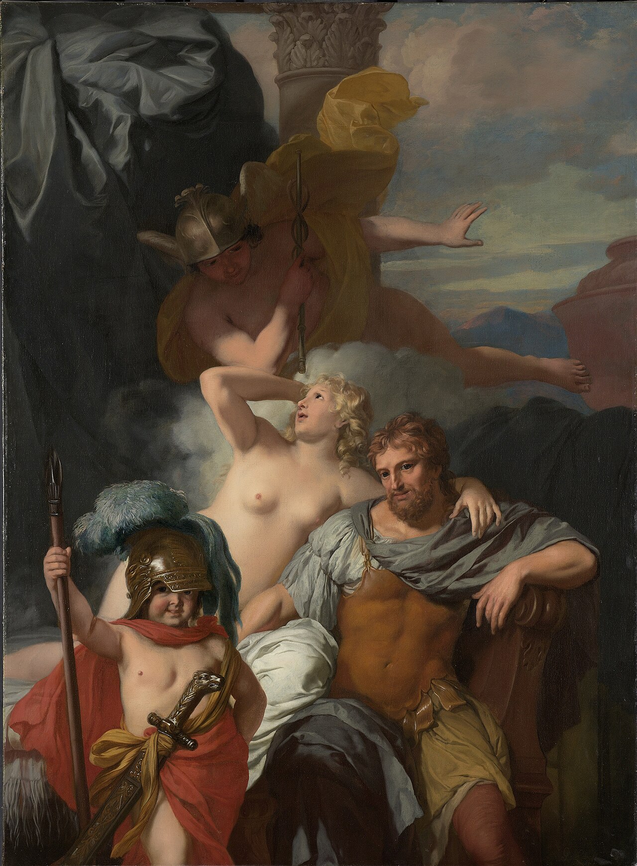 Mercury ordering Calypso to release Odysseus, painted by Gerard de Lairesse about 1680; Rijksmuseum SK-A-212. A later European representation of the story, rather than an ancient Greek artifact