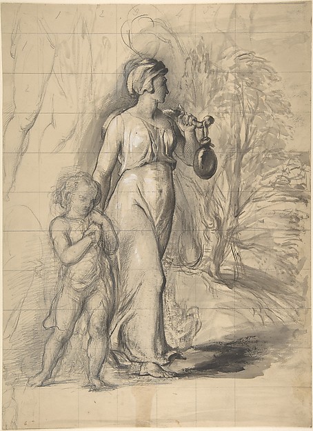 Agar et Ismaël au désert de George Richmond, 1829–1833, The Met 2002.119a,b. Réception artistique tardive de la Genèse, non portrait historique