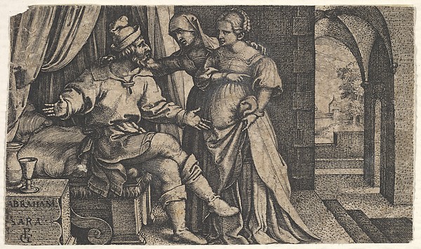 Georg Pencz, Sarah Presenting Hagar to Abraham, ca. 1543, The Met 2012.136.766.2; later artistic depiction