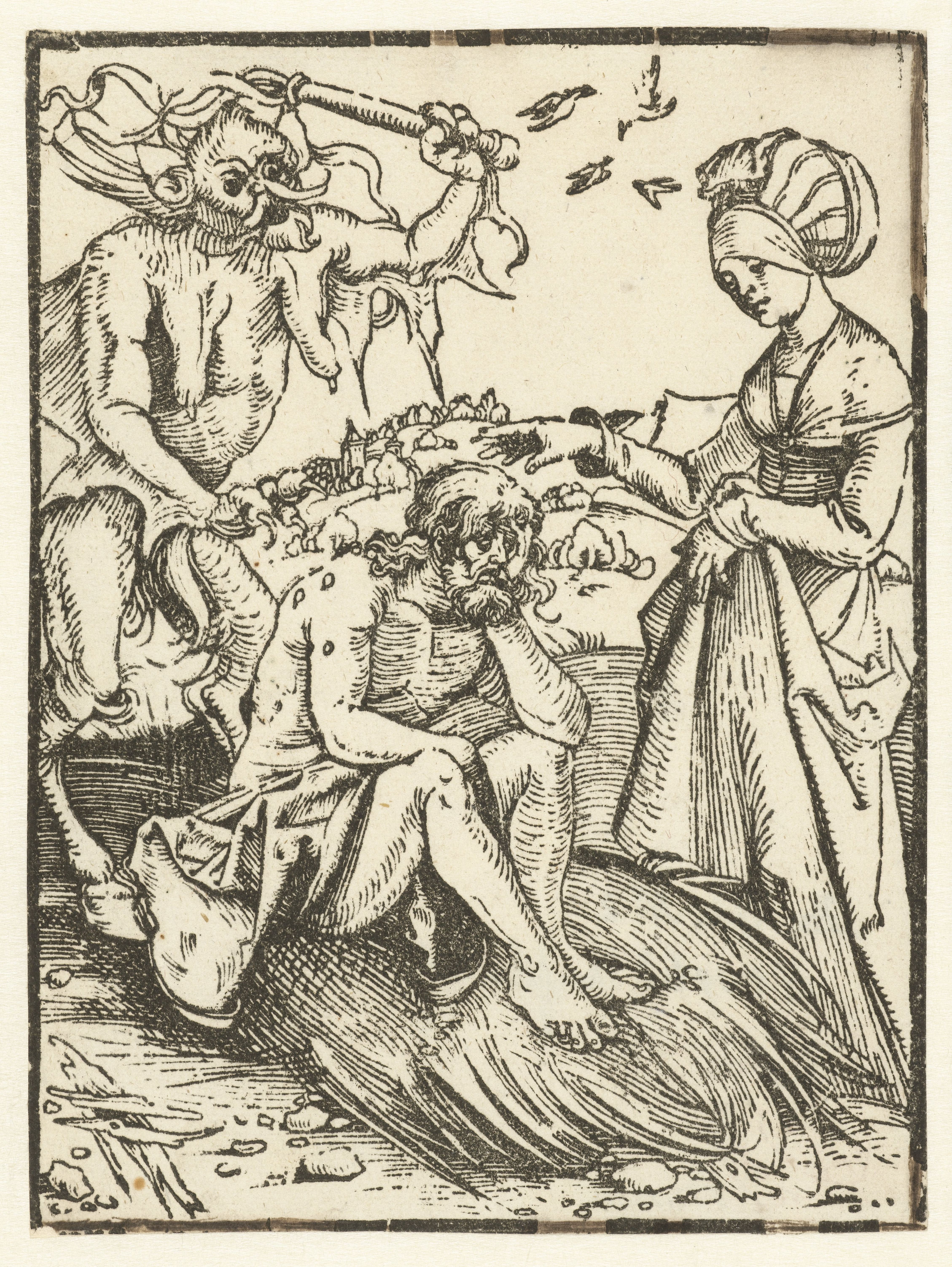 Job on the dunghill with his wife and a devil; woodcut from Albrecht Dürer’s school, Nuremberg, 1509, RP-P-OB-1550, Rijksmuseum. A later rendering, not a historical portrait