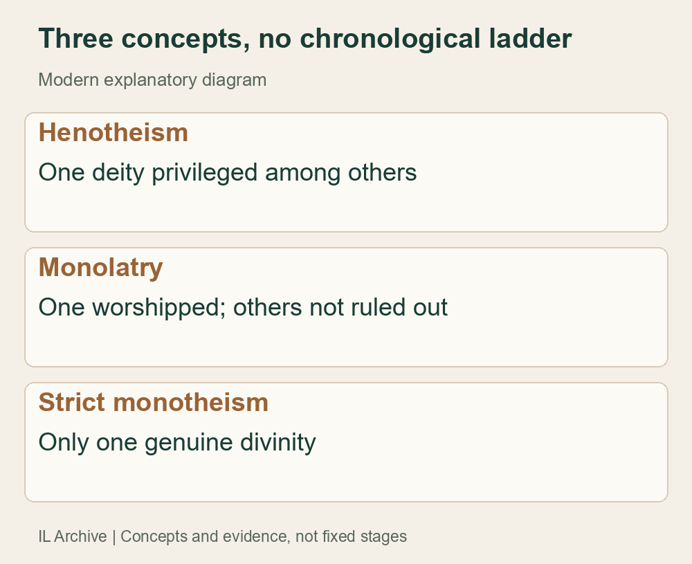 Modern comparison of working definitions. Terms overlap and vary across scholars; arrangement does not date three successive stages for everyone
